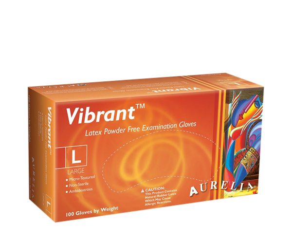 Vibrant Large Latex Powder Free Gloves 100/bx. - Aurelia - BriteSources