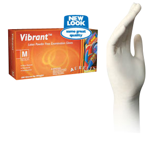 Vibrant Large Latex Powder Free Gloves 100/bx. - Aurelia - BriteSources