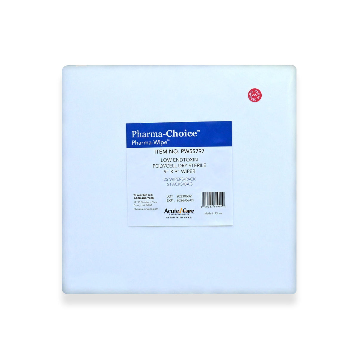 WIPE, CLEANROOM STR DRY 9X9" (25/BG 6BG/PK 12PK/CS), 6/PK