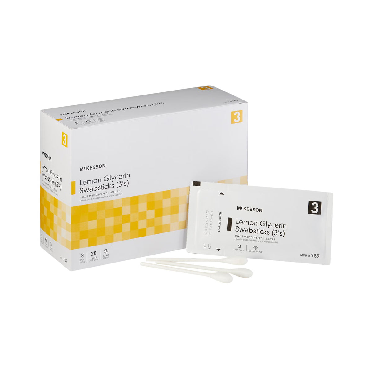 Mckesson Oral Swabstick, Lemon Glycerin, Sterile, 250/Cs