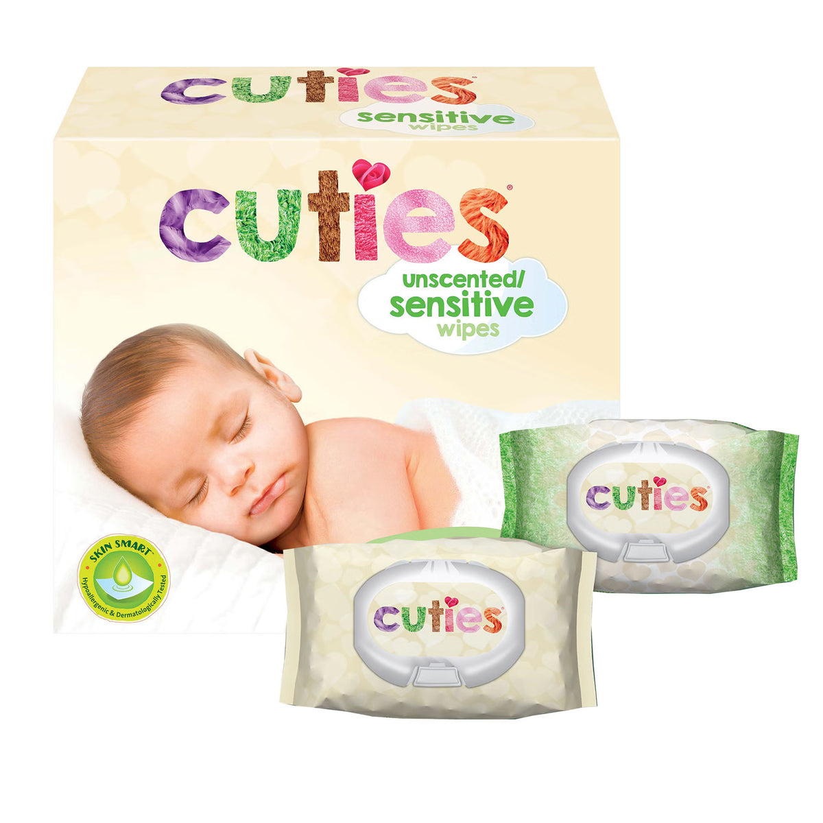 Cuties Baby Wipes, Soft Pack, Aloe, Unscented, 864/Cs