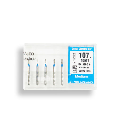 Cylindrical 1 mm Dia. Medium Grit Diamond Bur 5 per pack. 107.10M1 - Osung USA
