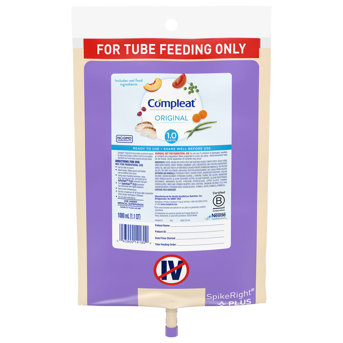 Compleat® Original Nutritionally Complete Tube Feeding, 1000 Ml Bag, 6/Cs