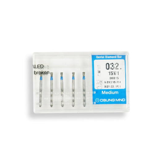 Diabolo 1.5 mm Dia. Medium Grit Diamond Bur 5 per pack. 032.15M1 - Osung USA