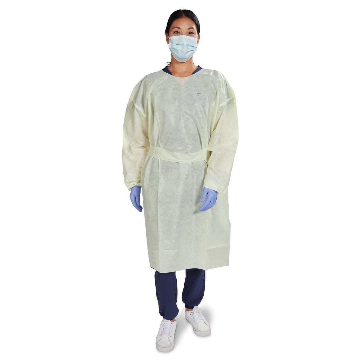 Mckesson Aami Level 2 Isolation Gown, Tape Tab Neck Style, Extra Large, Yellow, 100/Cs