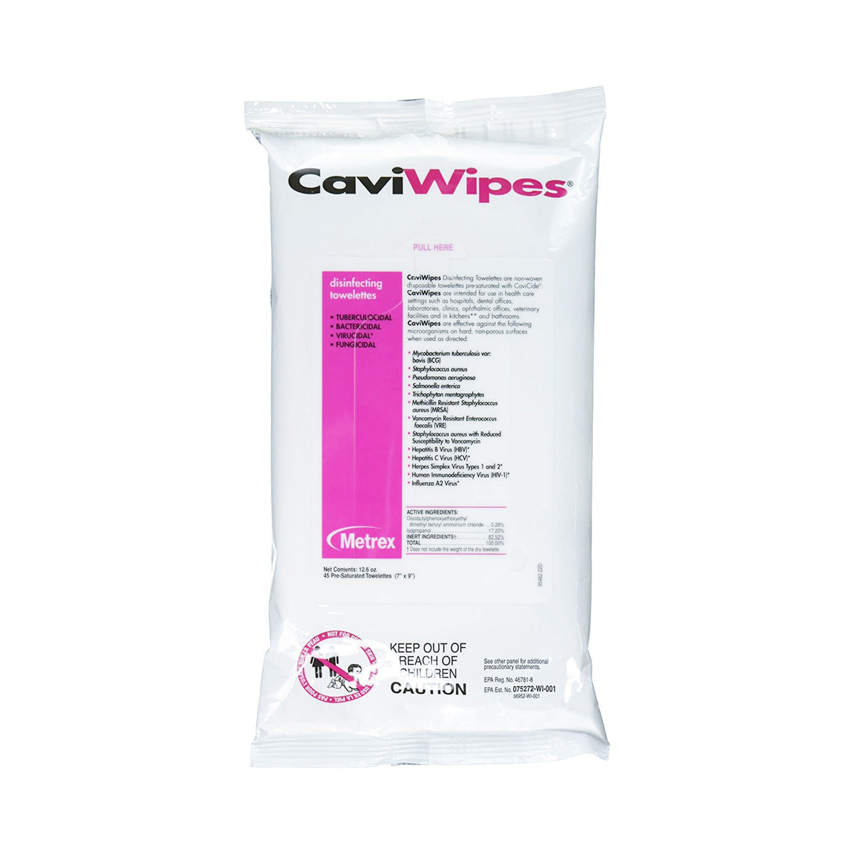 Caviwipes1 Surface Disinfectant, Alcohol Based, Wipes, 20/Cs