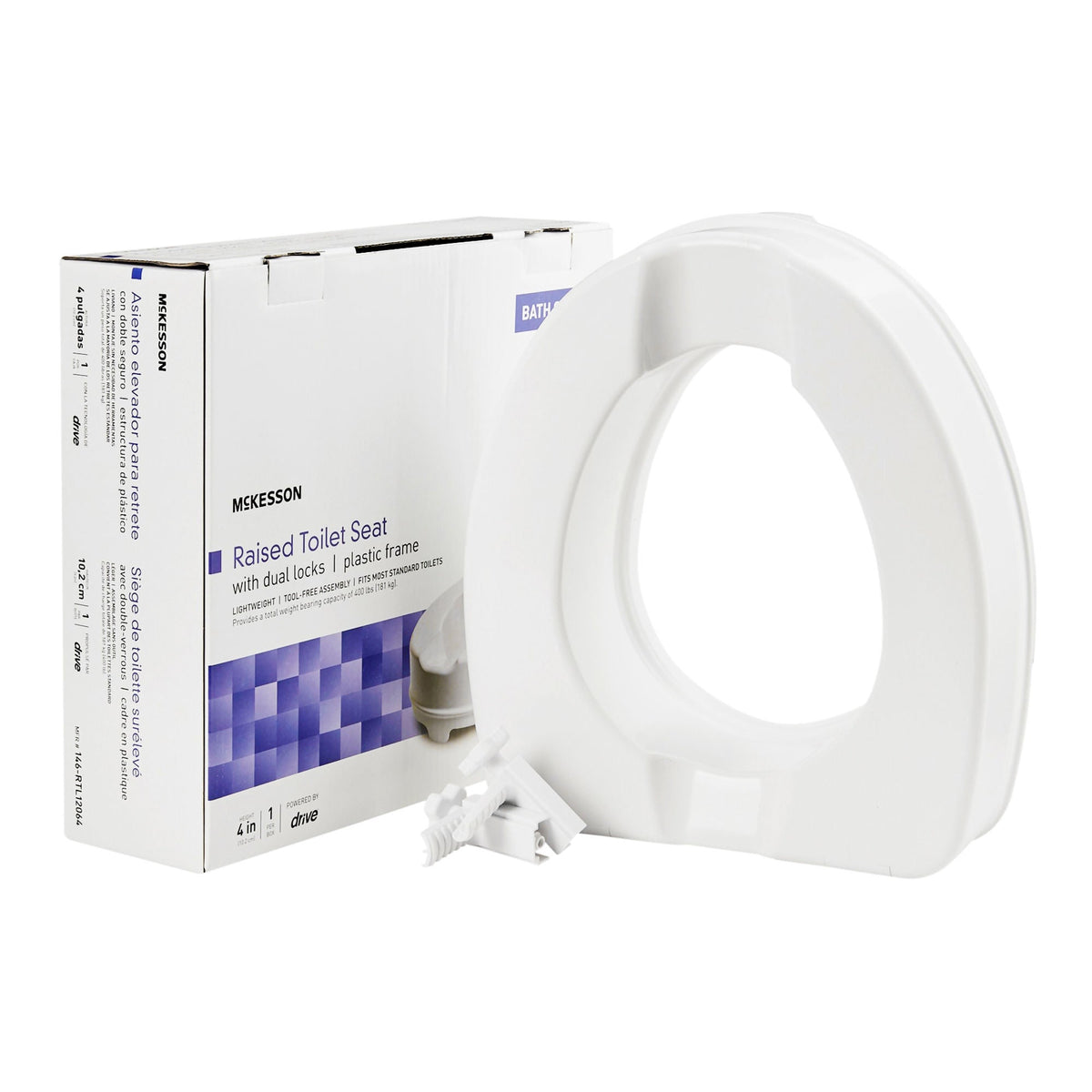 McKesson Raised Toilet Seat, 4-Inch Height, 1/EA