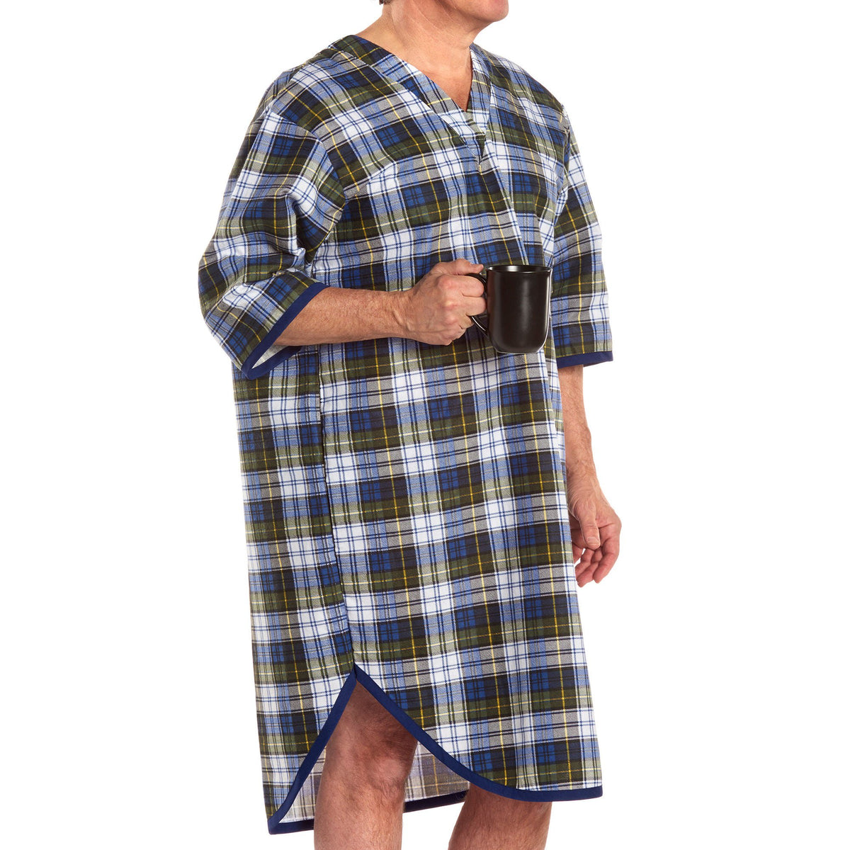 Snap Wrap™ Patient Exam Gown, Blue Plaid Print, 1/EA