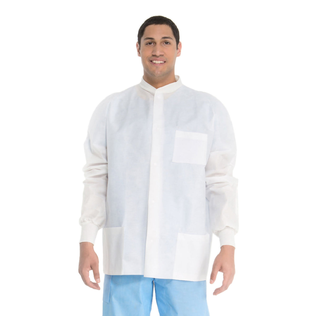 Halyard Universal Precautions Lab Jacket, Hip Length, Large, White, 25/Cs