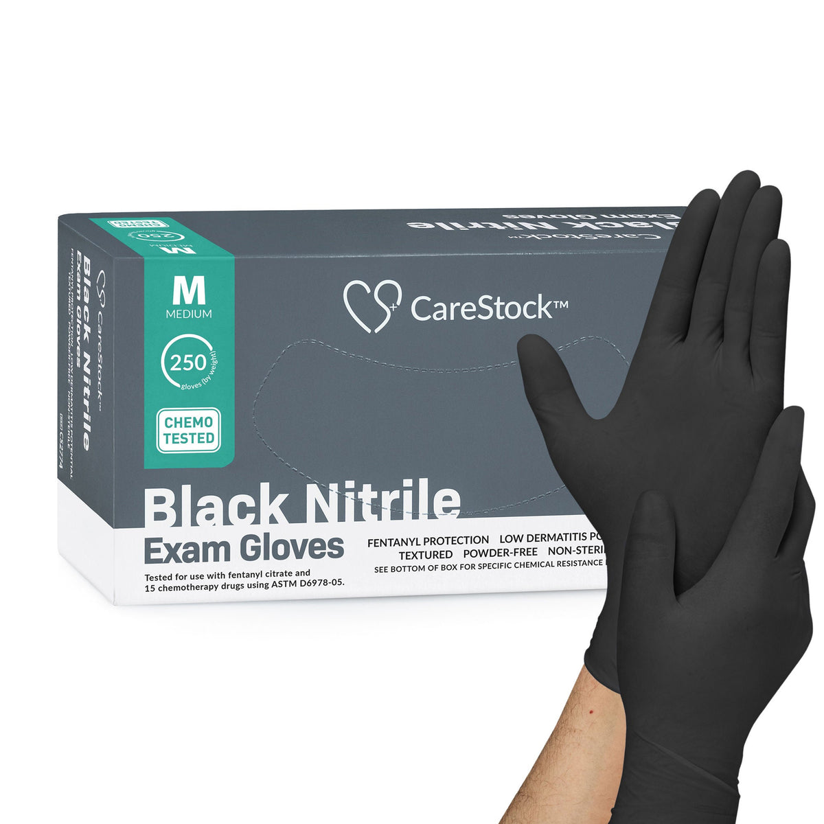 Carestock™ Nitrile Exam Glove, Medium, Black, 2500/Cs