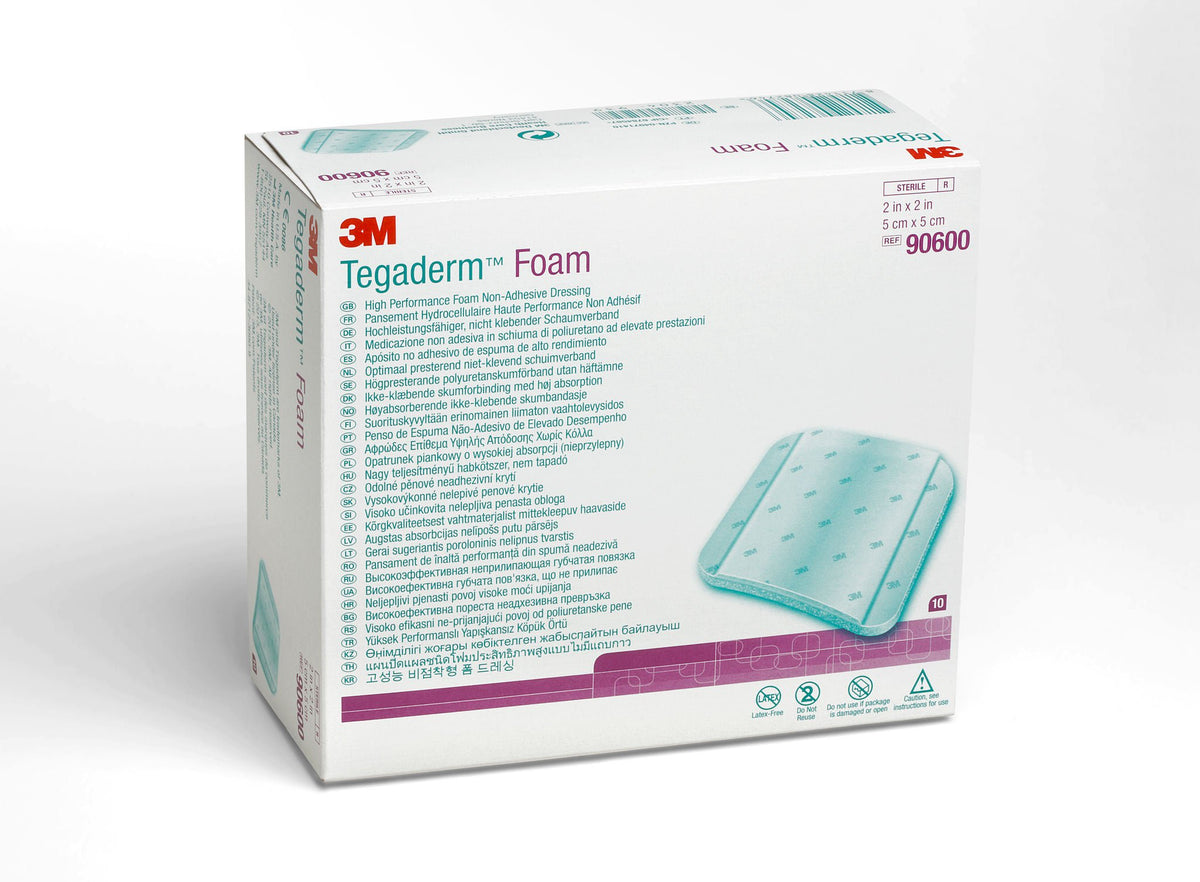 3M™ Tegaderm™ High Performance Nonadhesive W/O Border Foam Dressing, 2 X 2 Inch, 10/Bx
