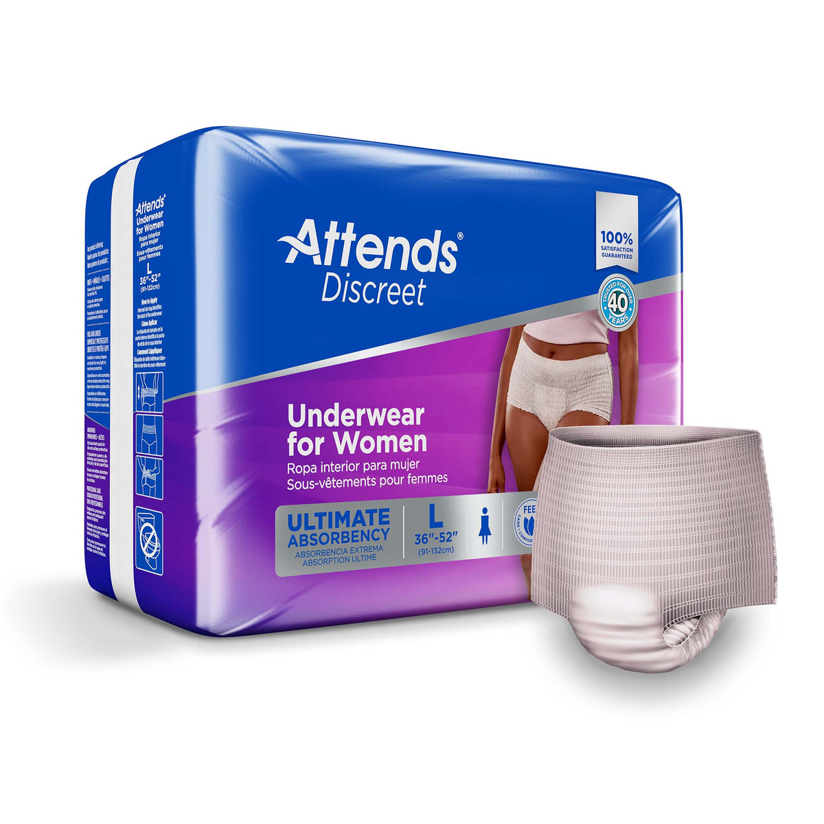 Attends® Discreet Women'S Underwear, Level 5, Large, 72/Cs