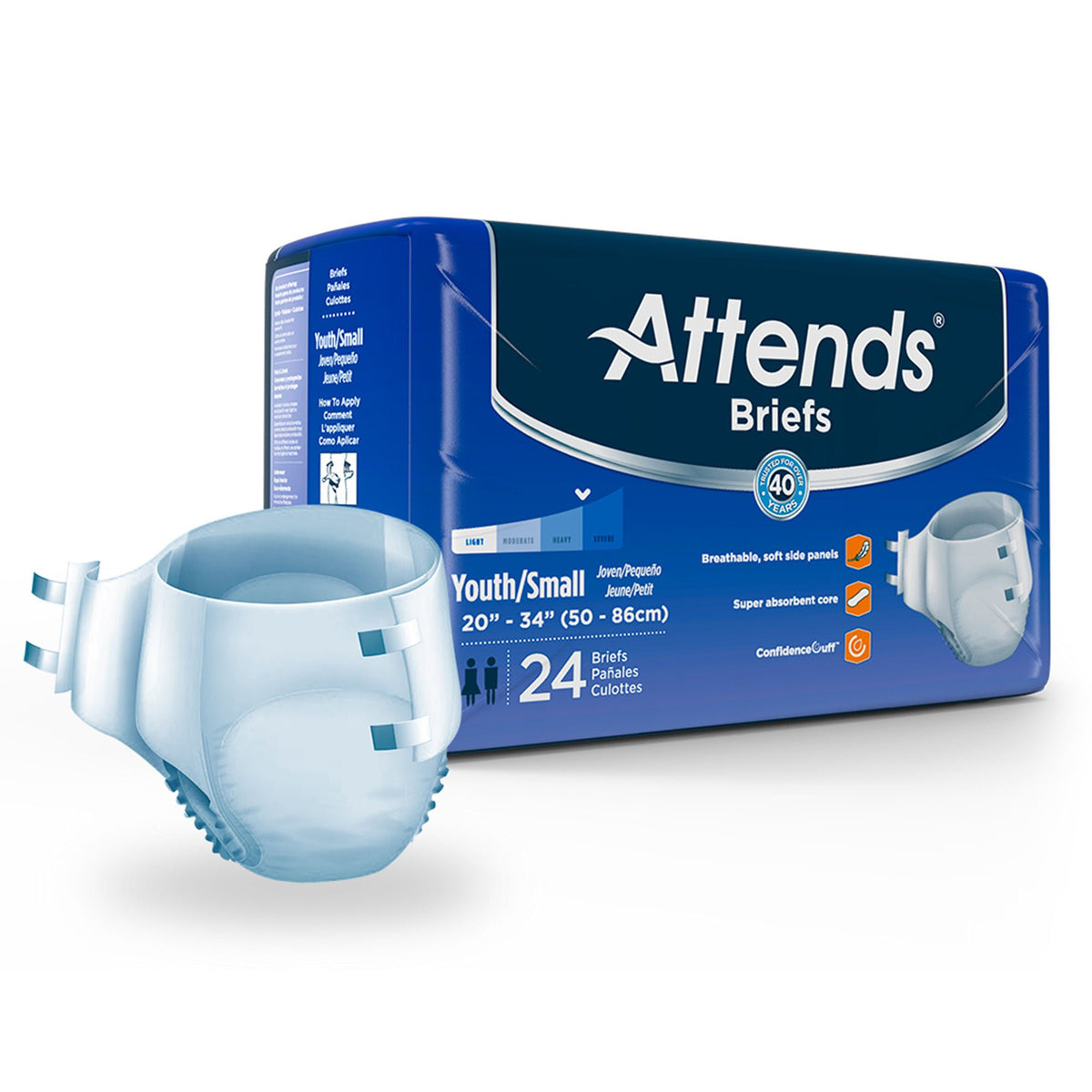 Attends® Briefs Youth/Small, 96/CS