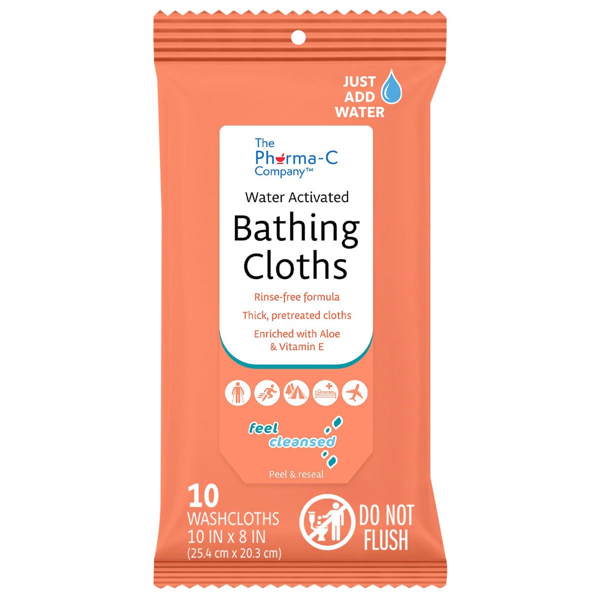 CLOTH, BATHING WET PHARMA-C W/ALOE & VITAMIN E (10/PK 36PK/C, 36/CS