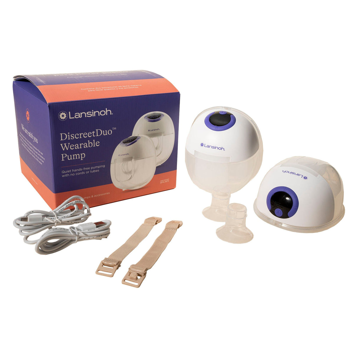 Lansinoh® Discreetduo™ Wearable Breast Pump For Quiet Hands-Free Pumping, 8/Cs