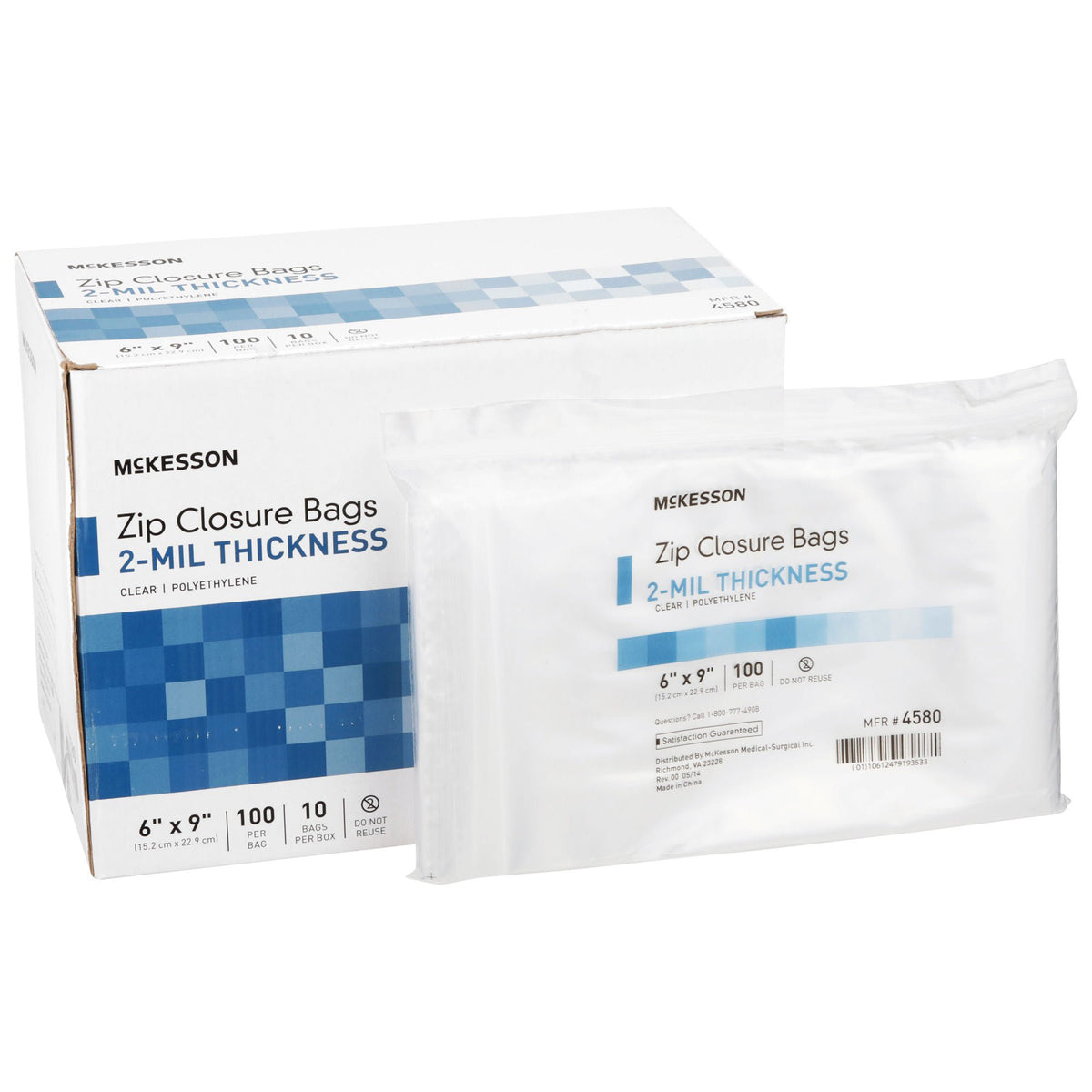McKesson Zip Closure Bag, 6 x 9 Inches, 40/CS