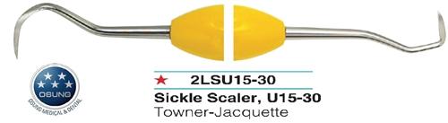Dental Sickle Scaler, Towner Jac, Autoclavable Silicone Handle, U15-30 - Osung USA