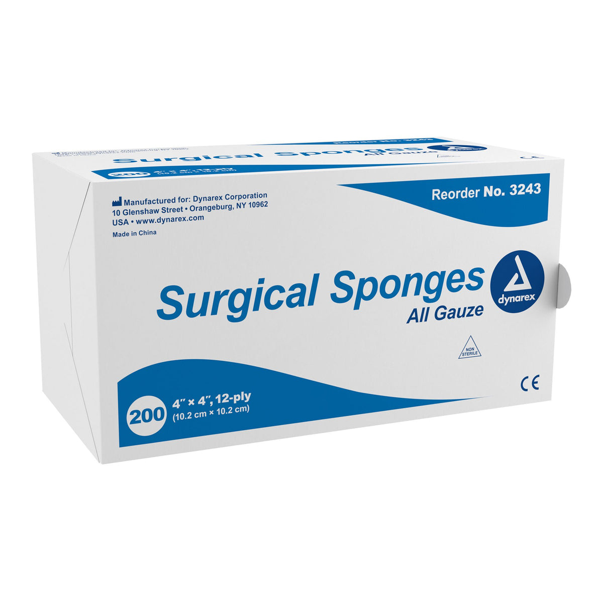 Dynarex® Gauze Sponge, 4 X 4 Inch, 12-Ply, 10/Cs