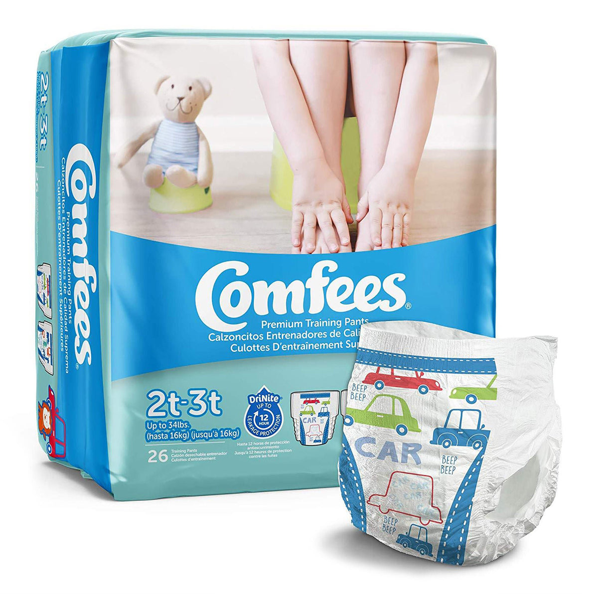 Attends Comfees® Training Pants, 12-Hour Protection, Male Toddler, 156/Cs