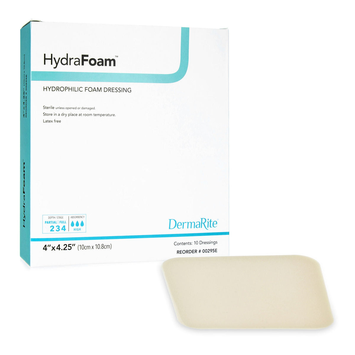 Hydrafoam™ Nonadhesive Foam Dressing, 4 X 4.5 Inch, 10/Bx