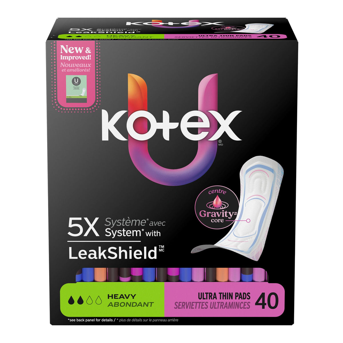 Pad, Kotex Prem Ultrathn Hvy Core (40/Pk 6Pk/Cs), 40/Pk