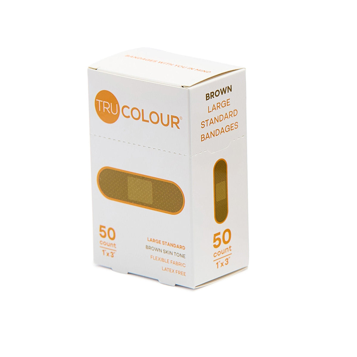 Tru-Colour Skin Tone Shade Fabric Bandage Adhesive Strips – Brown, 1 X 3 Inch, 24/Cs