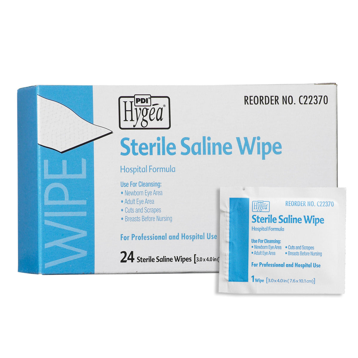 Hygea® Unscented Saline Wipe, Individual Packet, 576/CS
