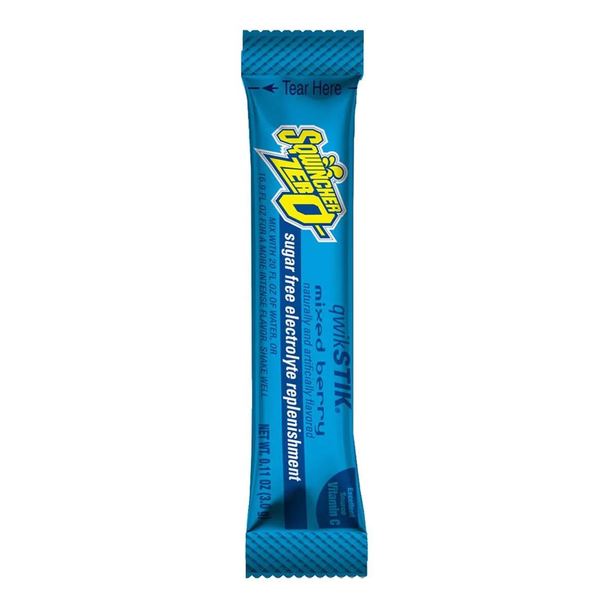 Sqwincher® Quik Stik® Zero Mixed Berry Electrolyte Replenishment Drink Mix, 500/Cs