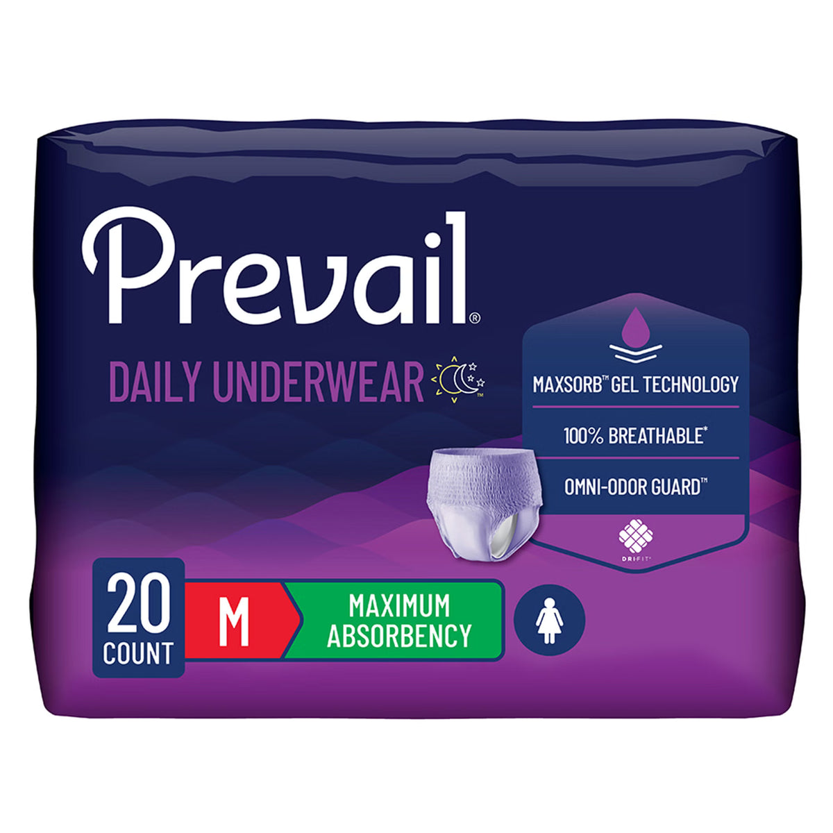 Prevail® For Women Daily Maximum Absorbent Underwear, Medium, 20/Bg