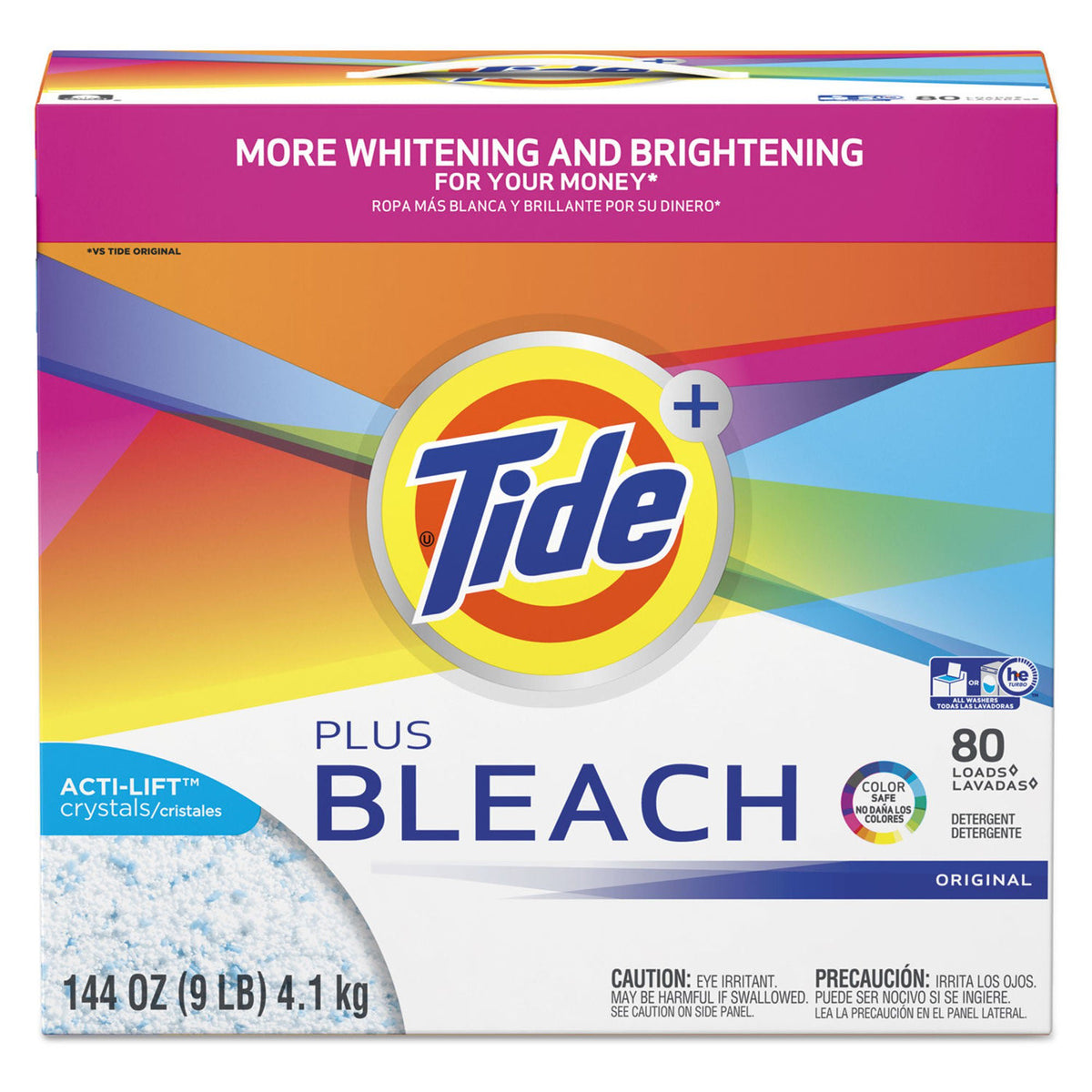 Tide Plus Bleach Powder Laundry Detergent, 2/Cs