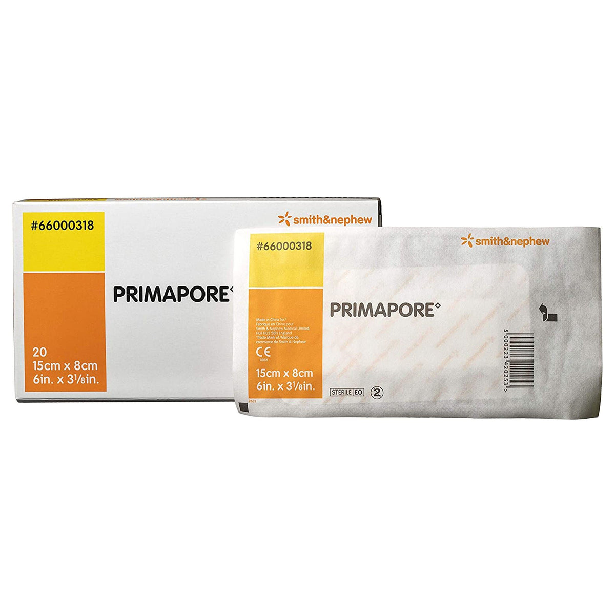 Primapore White Adhesive Dressing, 8 X 15 Centimeter, 200/Cs