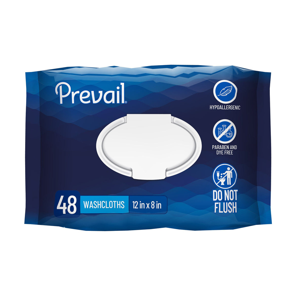 Prevail® Personal Cleansing Wipe, Soft Pack, Aloe, Vitamin E, 8 x 12 Inch, 12/CS