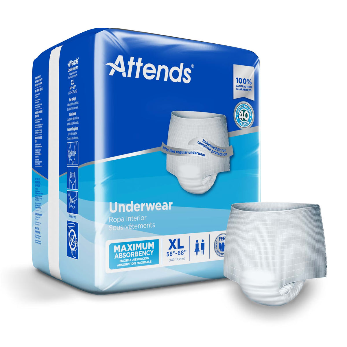 Attends® Extra Absorbency Underwear, X-Large, 4/Cs