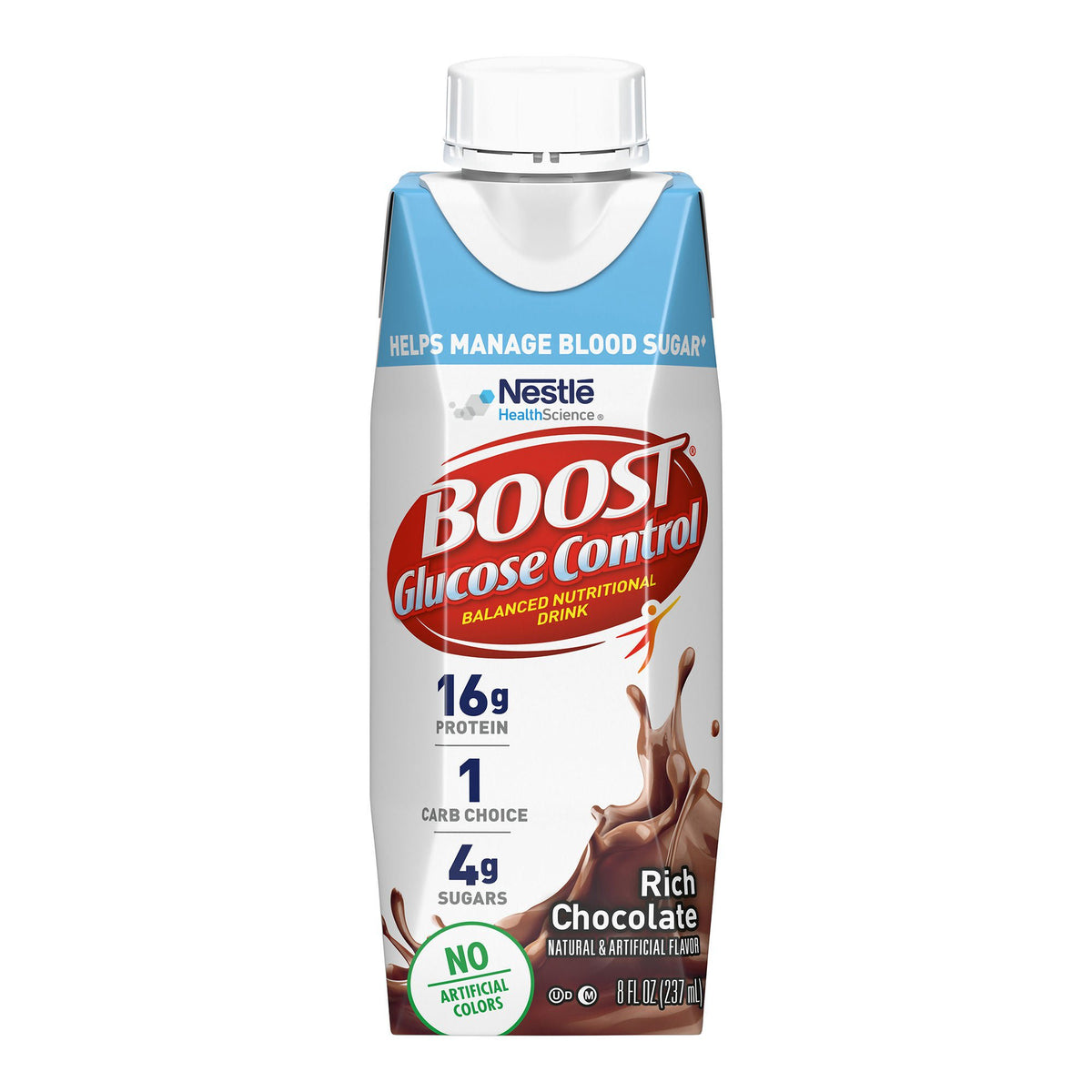 Boost® Glucose Control Chocolate Balanced Nutritional Drink, 8-ounce carton, 24/CS