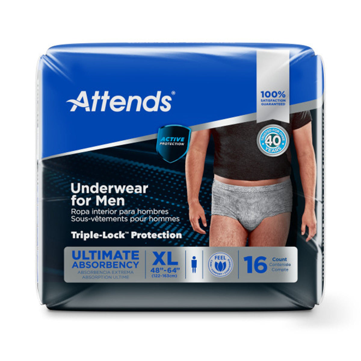 Attends® For Men Absorbent Underwear, Heavy Absorbency, X-Large, 64/Cs