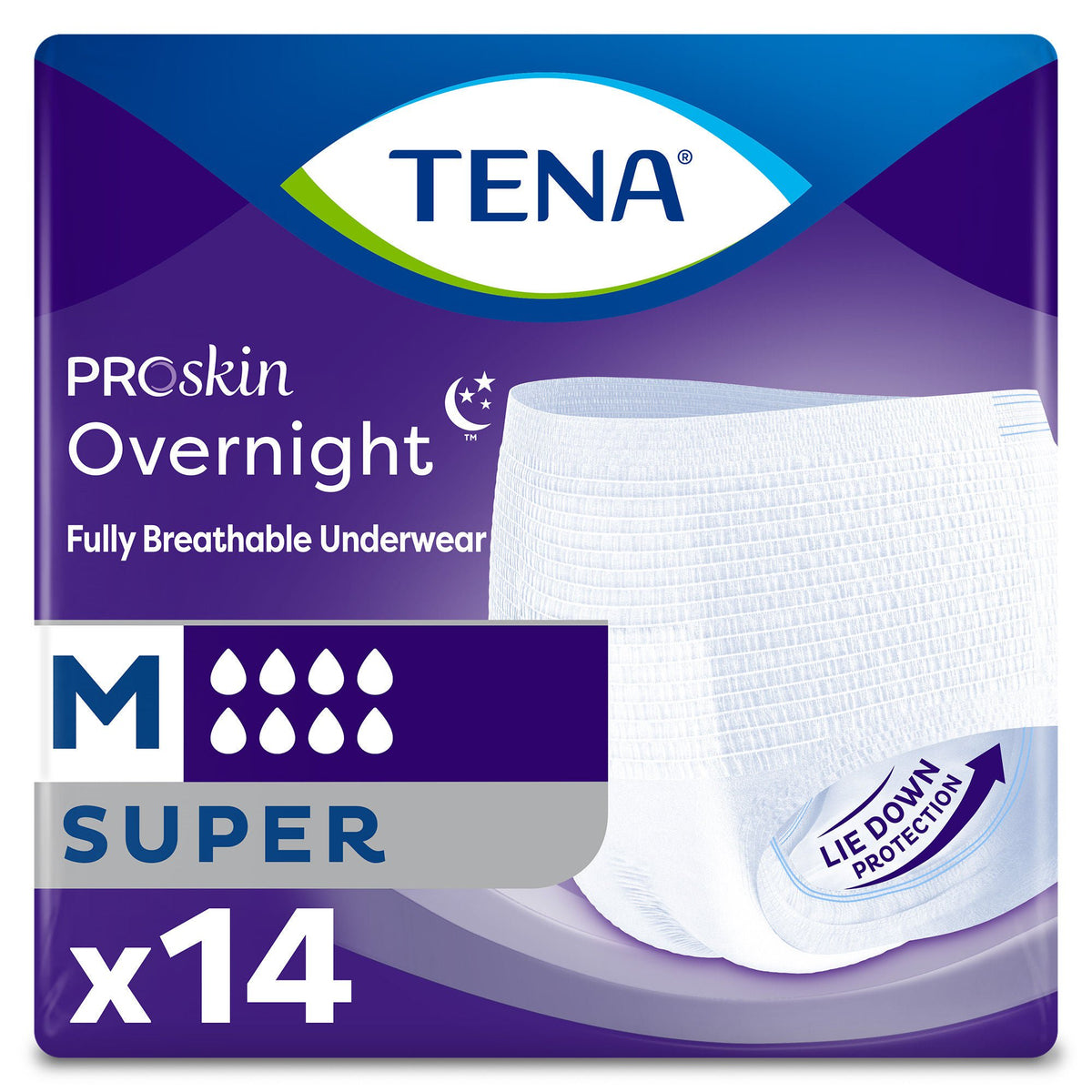 Tena® Proskin Overnight™ Super Fully Breathable Underwear, Medium, 56/Cs