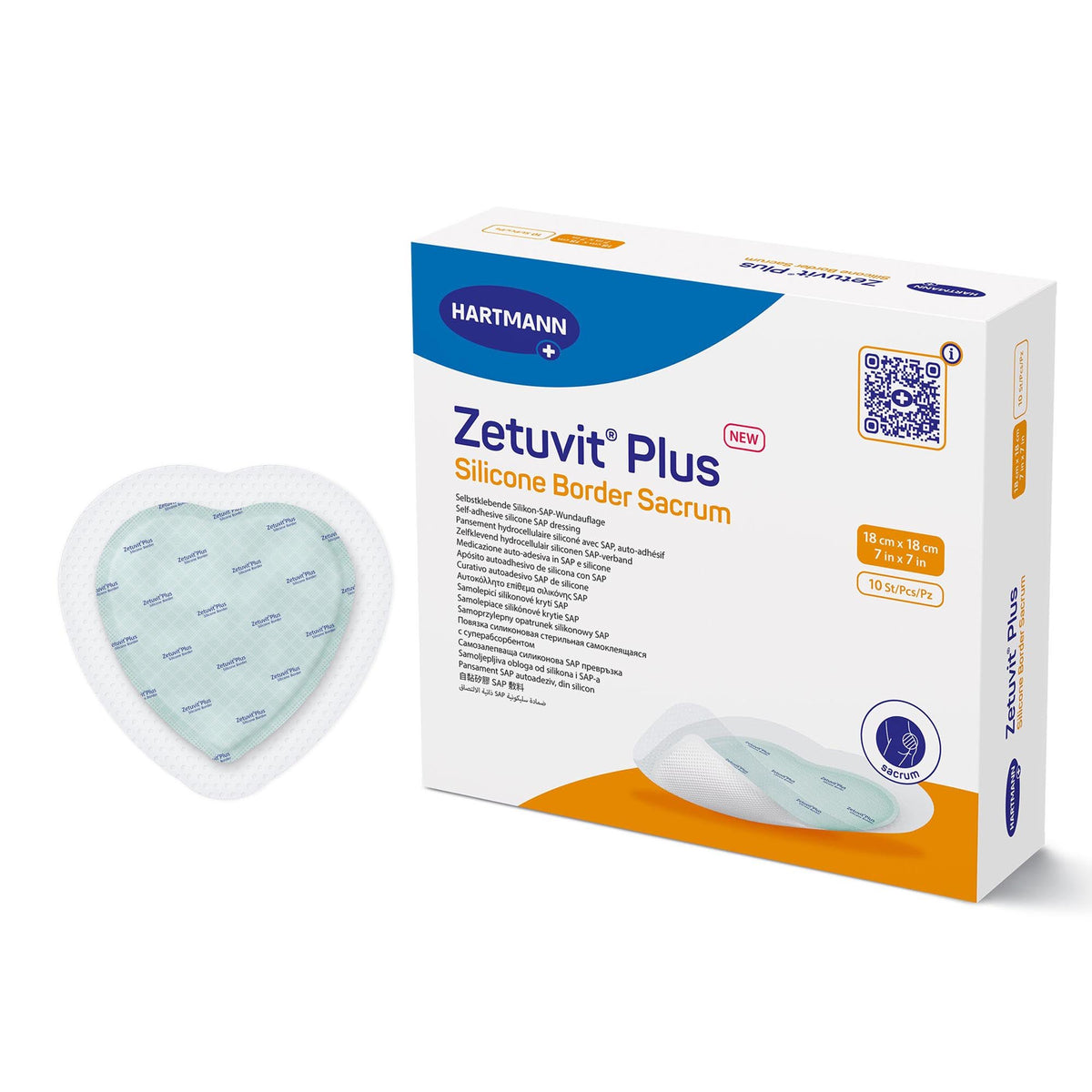 Zetuvit® Plus Silicone Border Super Absorbent Dressing, 7 X 7 Inch Sacral, 10/Bx