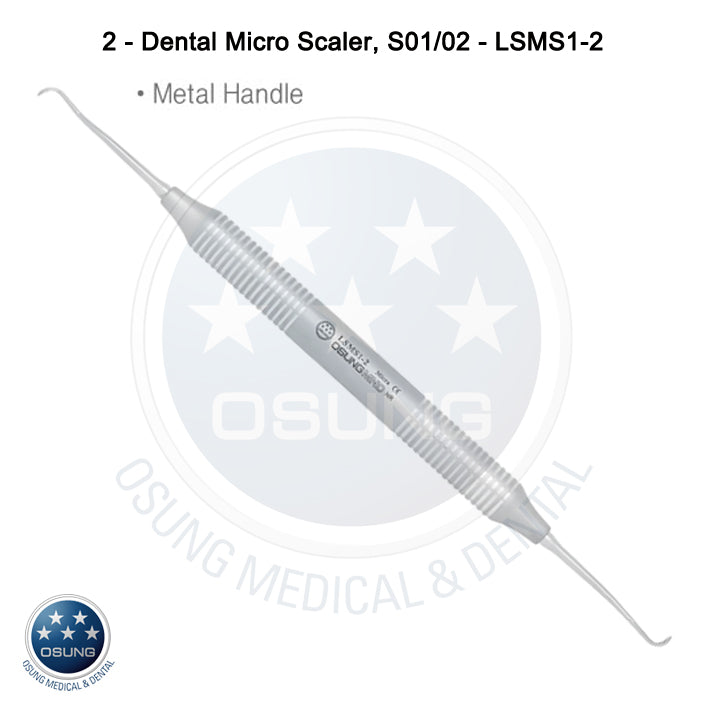 Dental Micro Scaler SMS1-2 Light Wt. Metal Handle, 5 Pcs Set - Osung USA