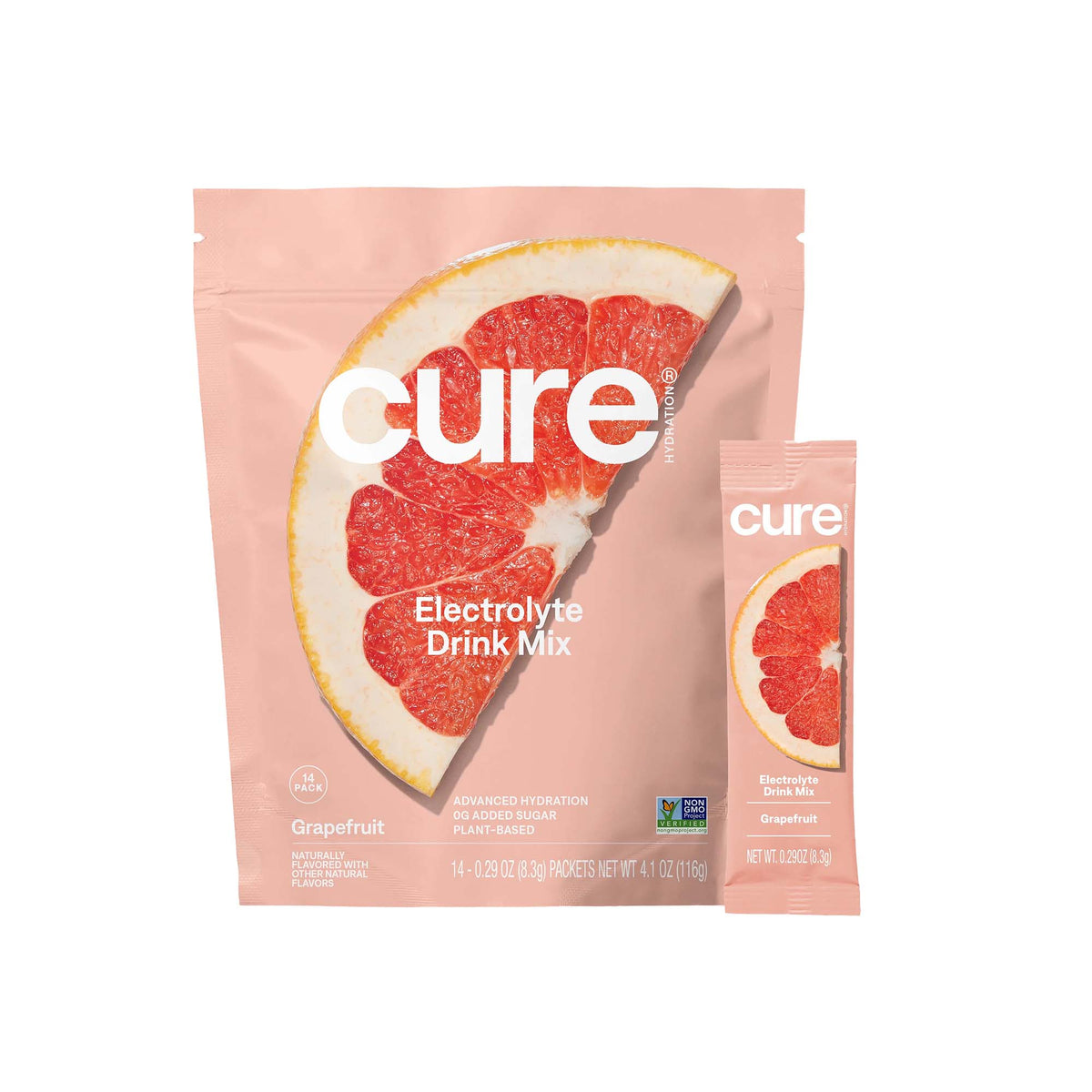 Cure Electrolyte Drink Mix Made With Coconut Water, Grapefruit, 7.7-Gram Packets, 14/Pk