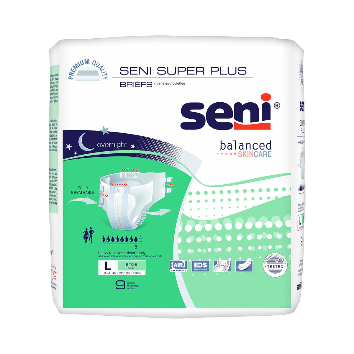 Seni® Super Plus Overnight Heavy To Severe Absorbency Incontinence Brief, Large, 36/Cs