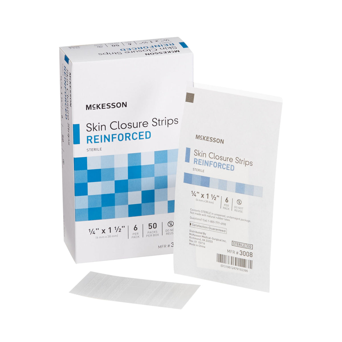 McKesson Skin Closure Reinforced Strip, 0.25 x 1.5 Inch, 200/CS