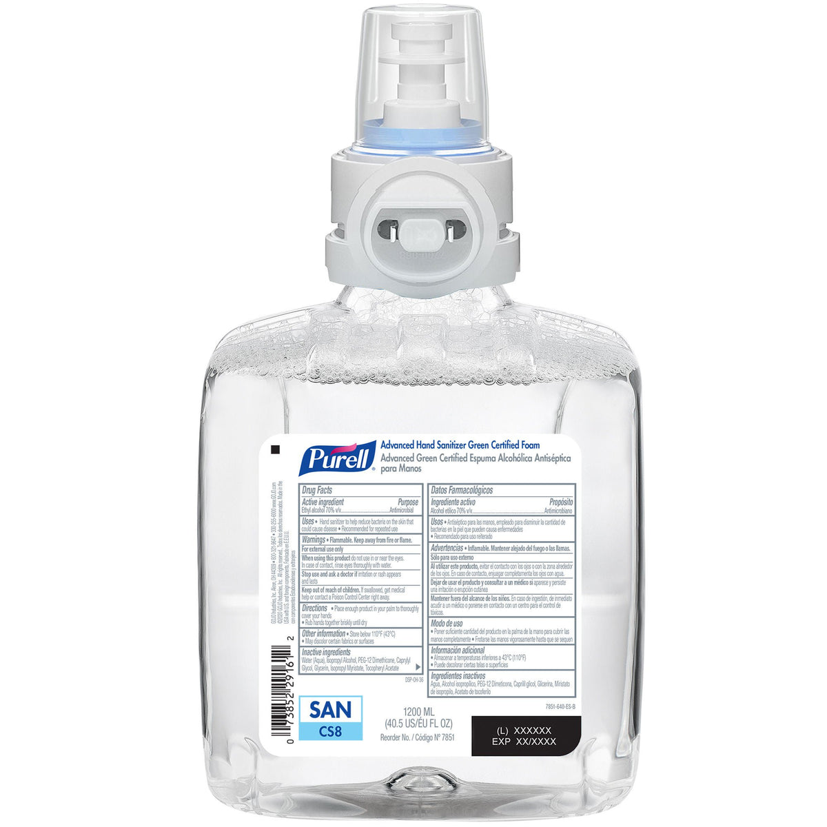 Purell® Advanced Green Certified Hand Sanitizer, 1200 Ml Dispenser Refill Bottle, 1/Ea