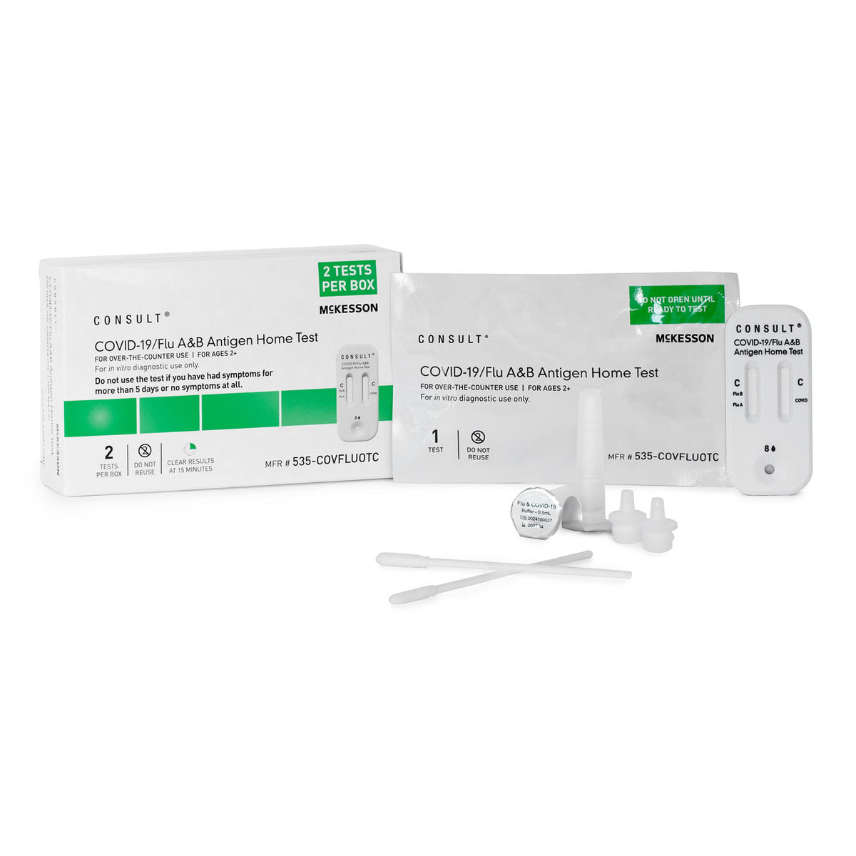 Mckesson Consult® Covid-19/Flu A & B Antigen Home Test, 300/Cs