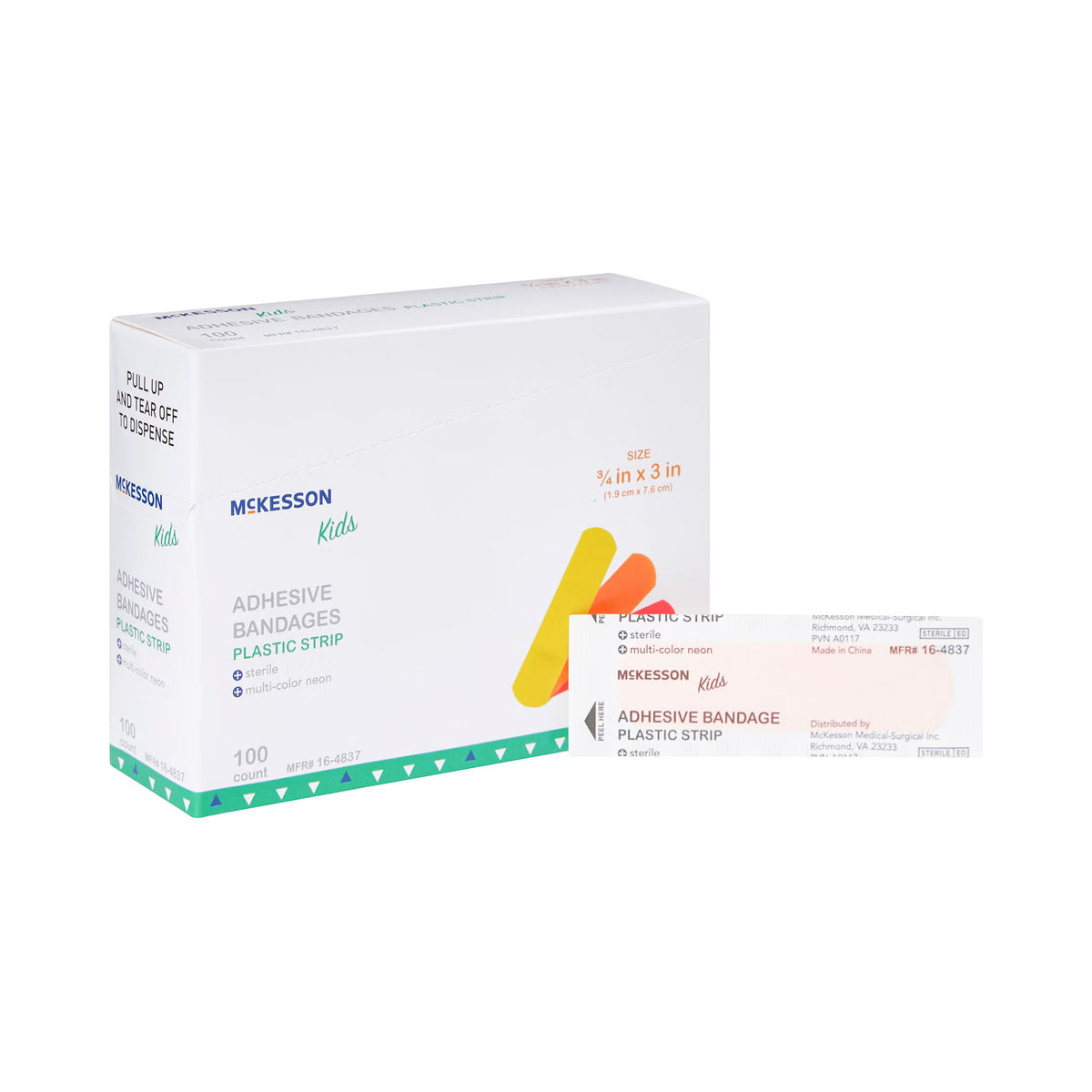 Mckesson Kids™ Neon Adhesive Strip, 3/4 X 3 Inch, 2400/Cs
