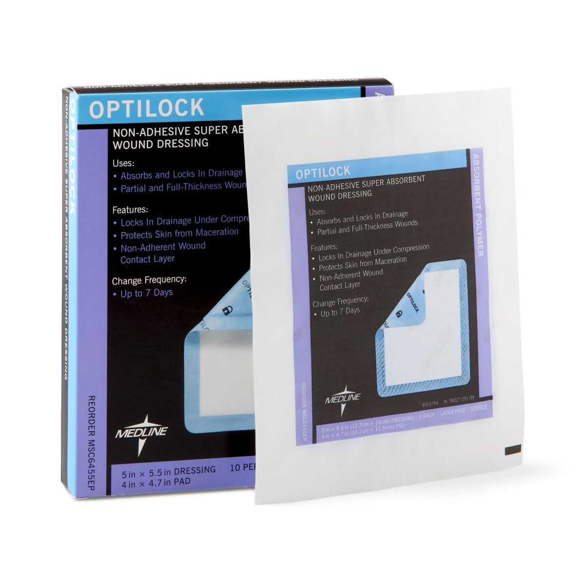 Optilock Nonadhesive Dressing, 5 x 5½ Inch, 10/BX