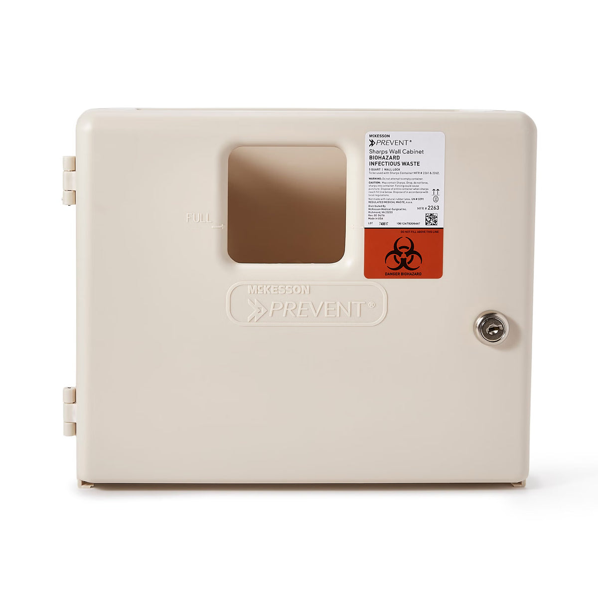 McKesson Prevent® Sharps Collector Wall Cabinet, 12¼ x 4¾ x 10 Inch, 1/EA