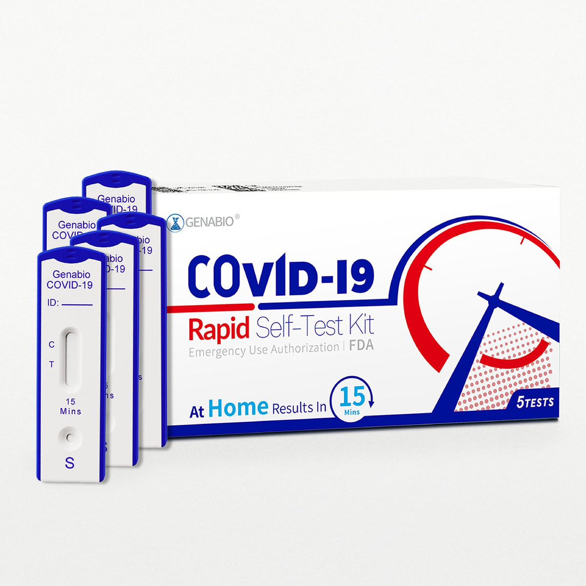 Genabio® COVID-19 at Home Rapid Self-Test Kit, Five Tests per Pack, 54/CS