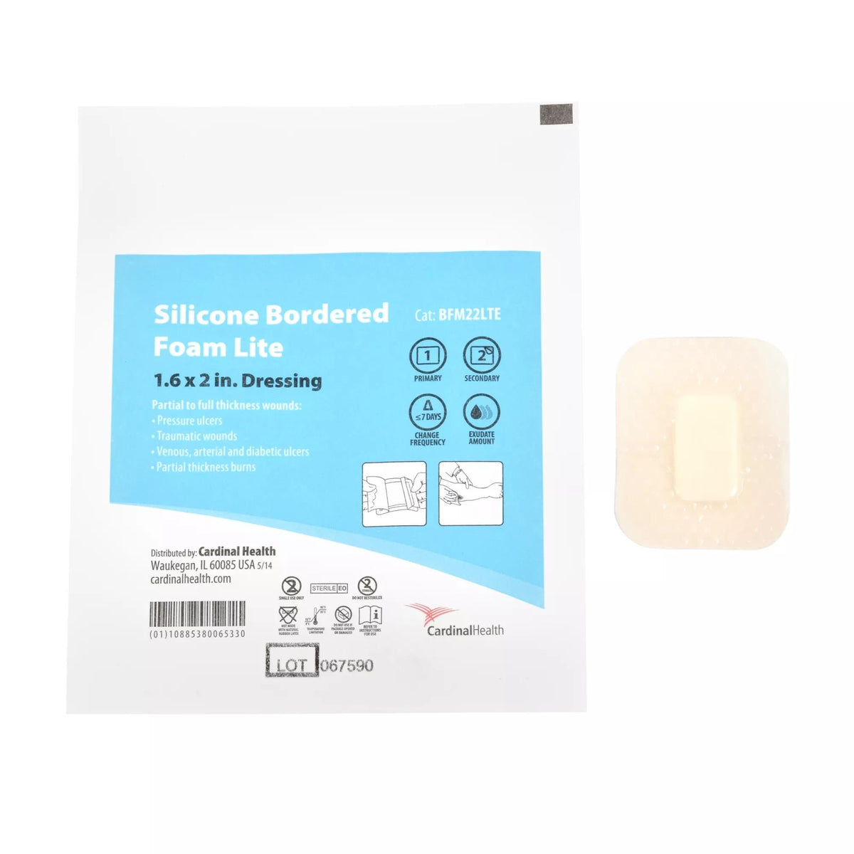 Dressing, Sil Border Lite Fm Adh Str 1.6"X2" (10/Bx 5Bx/Cs), 50/Cs