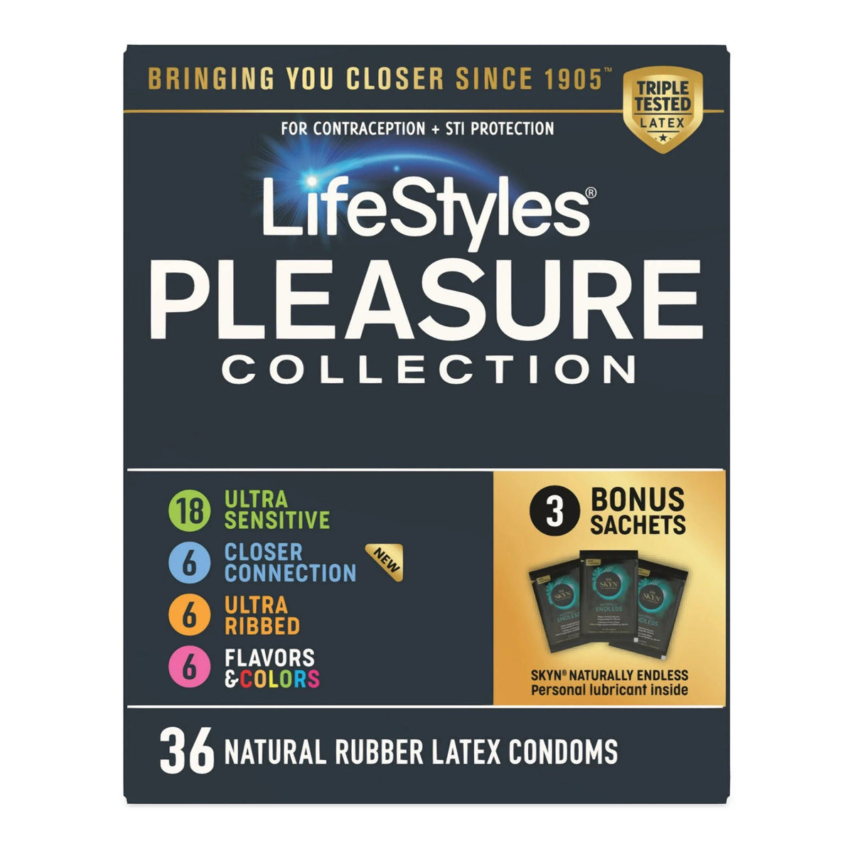 Lifestyles® Pleasure Collection Condom Variety Pack, 24/Cs