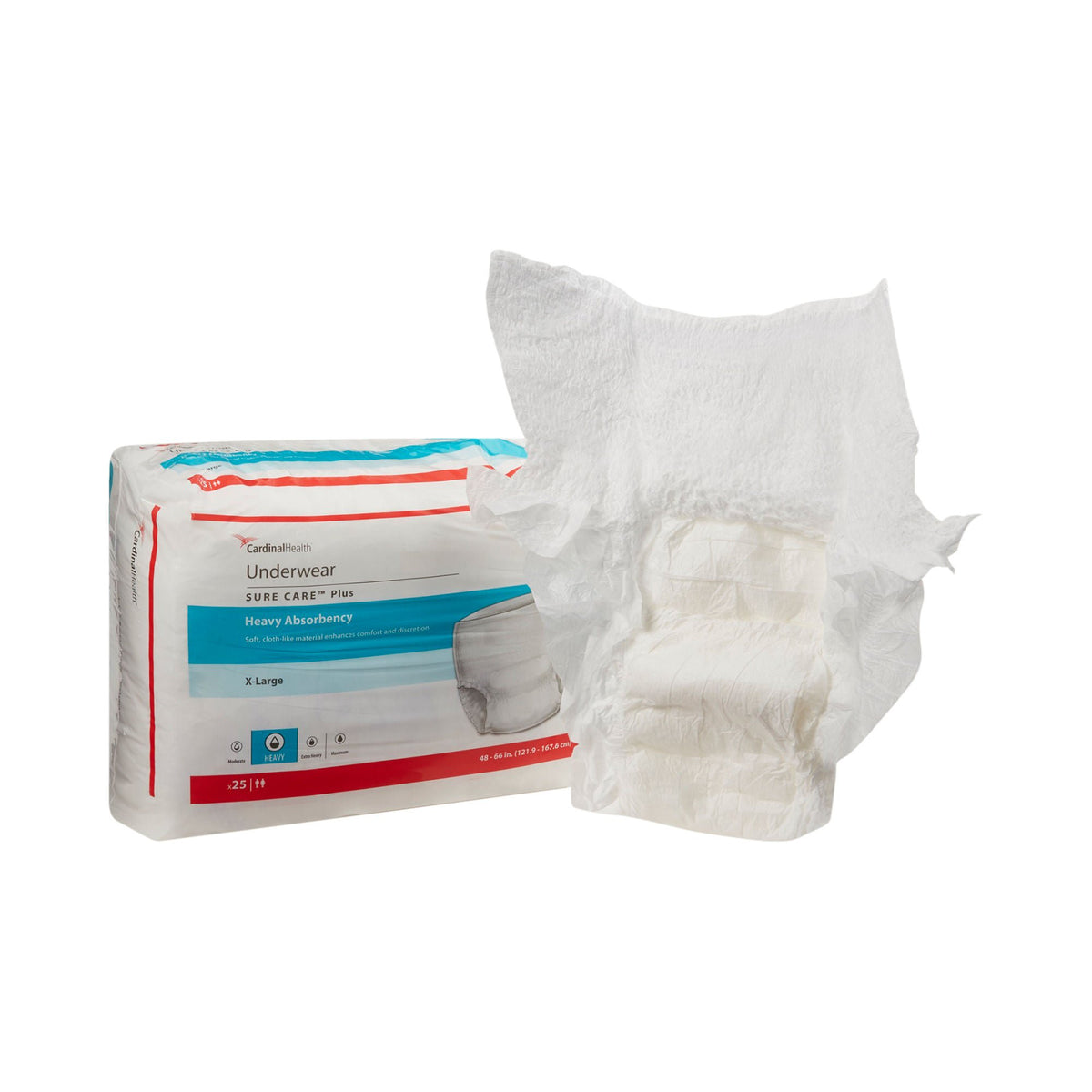 Sure Care™ Plus Heavy Absorbent Underwear, Extra Large, 25/Bg